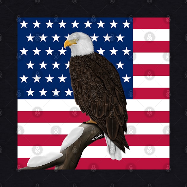 Bald Eagle Bird Illustration Stars&Stripes by jzbirds